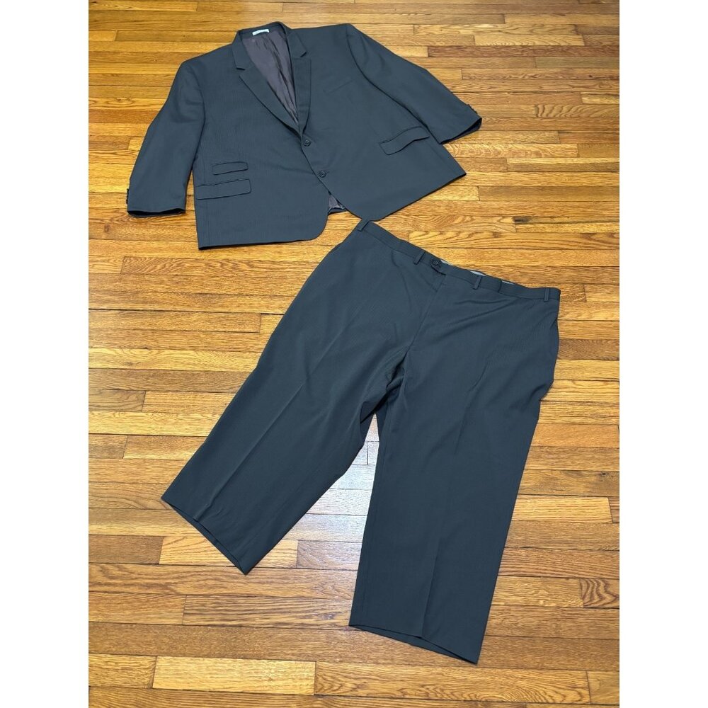 Michael Kors Mens Suit Sz 56R Blazer Jacket 47x25 Dress Pants Gray Striped *READ